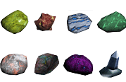 A selection of unprocessed ores from Planet Calypso